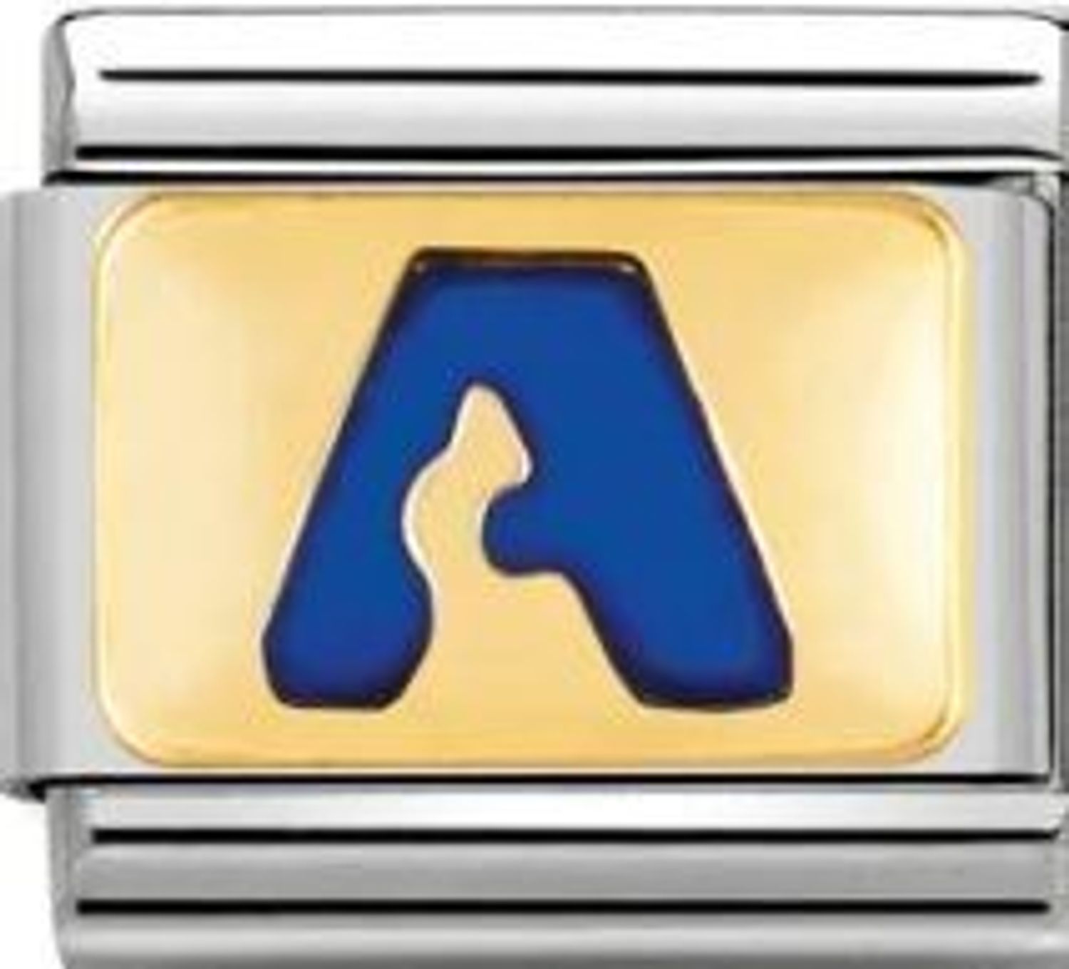 Charms Nomination Link 18K zawieszka złoto  niebieska 'Literka A' 030201 01.jpg